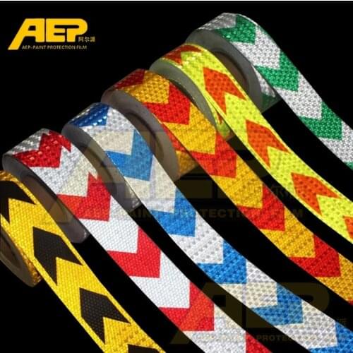 1 pcs 5cm*3m Bicycle Car Exterior Decoration Accessories Car Safety Mark Warning Tape Reflective Strip Arrow Lattice Stickers
