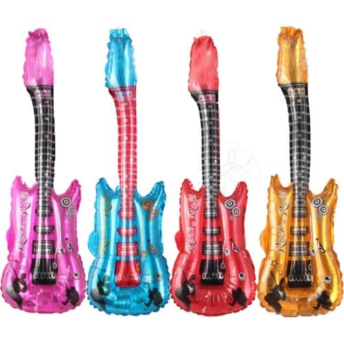 10pcs 29x85cm Guitar Foil Balloons Musical Globos Wedding Birthday Party Decorations Kids Childrens Day Inflatable Toys Balloon