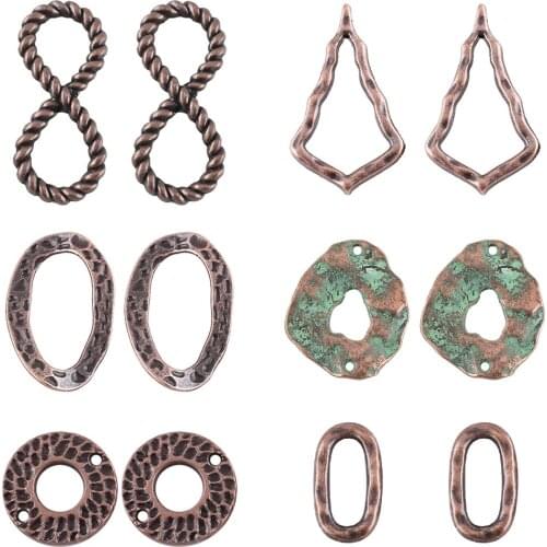 10Pcs/Lot Zinc Alloy Metal Charm Hollow Oval Pendants Jewelry Supplies For DIY Making Hoop Earrings Necklace Accessories