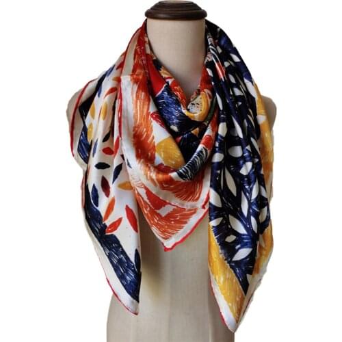100% Silk Square Scarf Women Oversized Shawl Wraps Travel Beach Sunscreen Cape 106CM