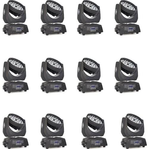 12pcs/lot DJ Lights 36x18w RGBWAUV 6 in1 Led Zoom Moving Wash DMX High Speed Strobe Lumiere Stage Lights Lyre Wash Moving Heads
