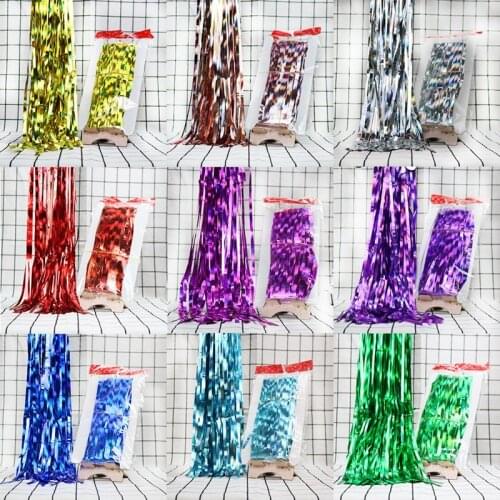 2M Metallic Foil Tinsel Fringe Curtain Birthday Party Wedding Decoration Photography Backdrop Curtain Photo Props Tinsel Curtain