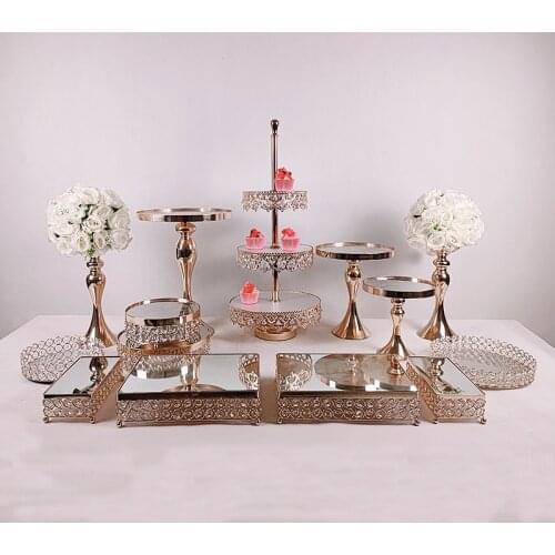 Wedding Cake Stand Set Gold Mirror Metal Cupcake Beautiful Tray Dessert Display Decoration Tools