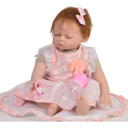 22inch reborn silicone vinyl children play house toys bebe gift boneca real looking reborn silicone reborn baby bebe doll baby