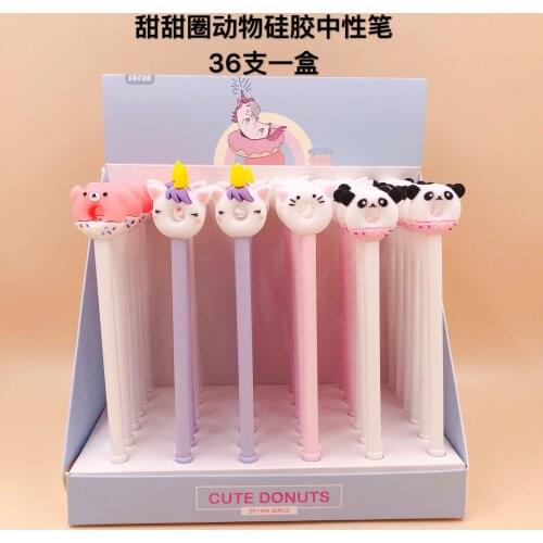 36pcs Kawaii Gel Pens Unicorn donut black colored gel-inkpens for writing Cute stationery office school supplies 0.5mm
