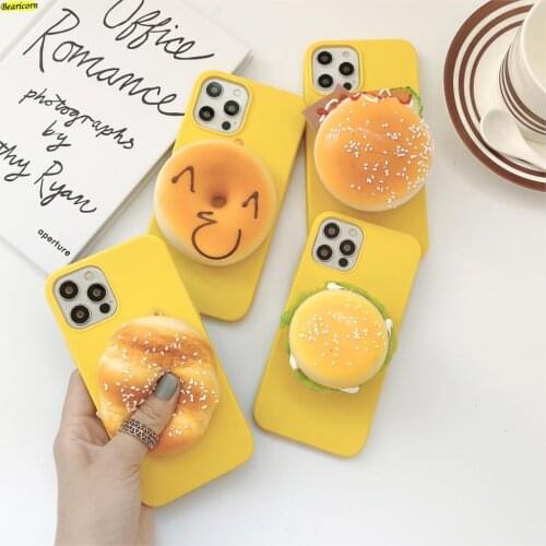 3D Hamburg Bread Phone Case For iPhone 12 mini 11 Pro Xs Max XR 7 8 6s Plus SE 2020 Decompress Reduced Pressure Soft Donut Cover