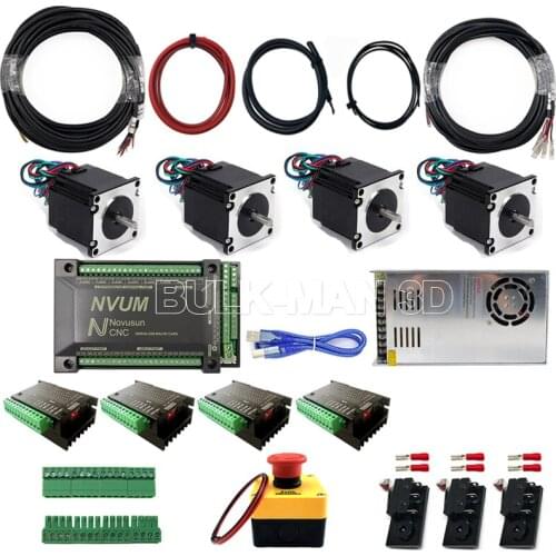 Mach3 NVUM USB 4-Axis Motion Controller Bundle with 4x 2.45N.m Stepper Motors