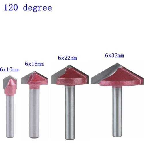 4pc 120Degree 6mm V Bit CNC solid carbide end mill 3D Router Bits for Wood tungsten woodworking MDF milling cutter