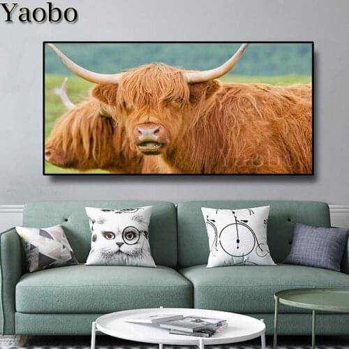 5D Square/Round Diy Diamond painting Animal highland cow cross stitch Full diamond embroidery large size Modern Corridor Decor