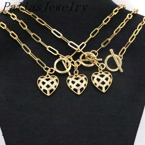 6Pcs Gold Color Cz Small Heart Charms Necklaces For Women Plating Choker Pendant Necklace Female Fashion Jewelry