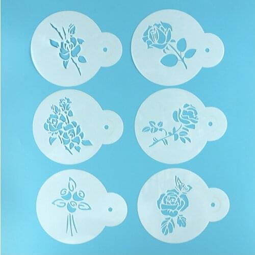 6pc Rose Flower Cake Decoration Stencil DIY Painting Wall Scrapbooking Photo Album Embossing Bullet Journal Stencils Template