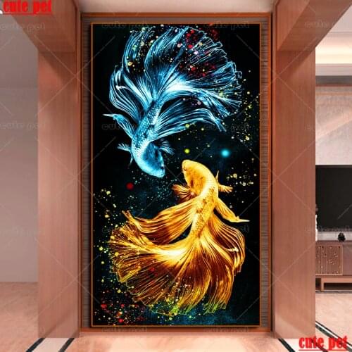 Diamond Embroidery Koi animal Goldfish Rhinestone 5D DIY Diamond Painting Cross stitch full square drill round drill decor large