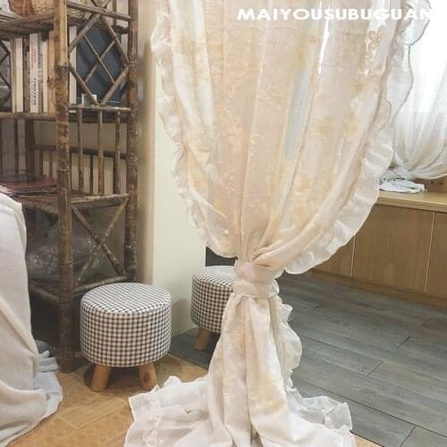 American Pastoral Curtains New Embroidered White Sheer Curtains for Living Room Bedroom Floral Embridered Window Tulle Curtains