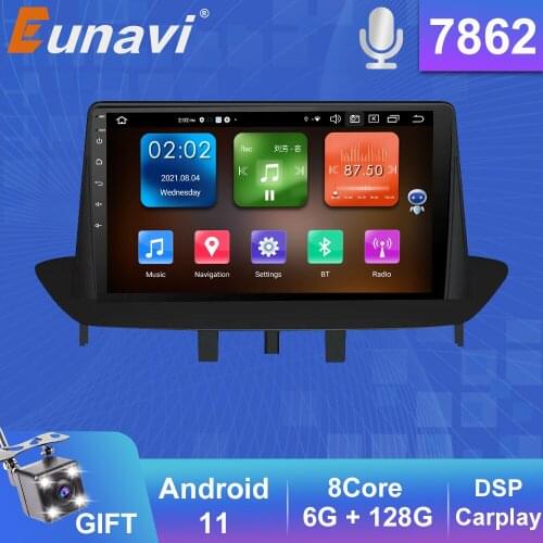 Eunavi DSP Car Radio Multimedia Video Player For Renault Megane 3 Fluence 2018 - 2014 Android Auto Car Stereo Audio GPS 2Din dvd