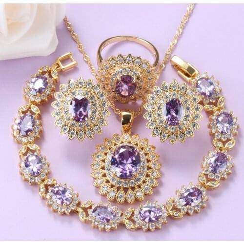 Brazilian Gold-Color Jewelry Set For Women Fashion Wedding Accessories Sunflower Hoop Earrings And Necklace Big Bracelet Sets