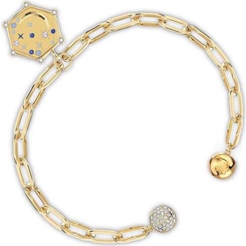 Brand 1:1 Wind Elephant Element Golden Hexagon Design Star-Moon Magnetic Chain Bracelet High-end Atmospheric Silver Jewelry