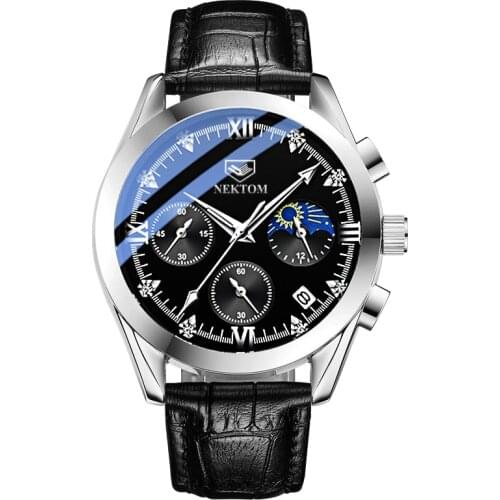 Luminous Calendar Mens Belt Quartz Watch Fashion 30m Life Waterproof Dial Diameter 42mm Stainless Steel Watch