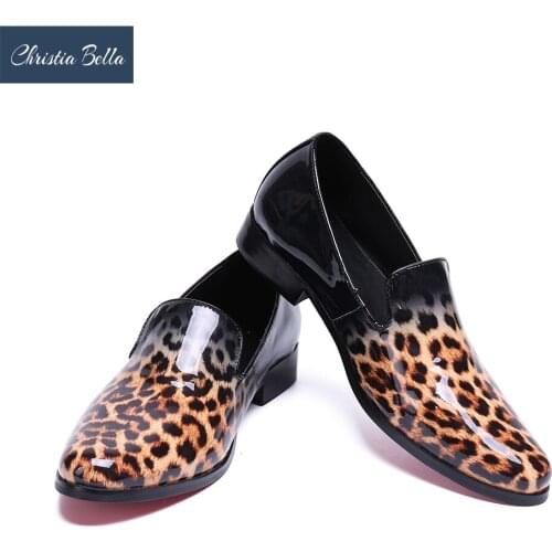 Christia Bella New Design Men Loafers Low Heels Shoes Leopard Man Flats Fashion Gental Casual Zapatillas Hombre Stage Outfit