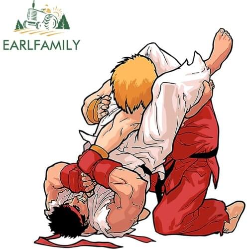 EARLFAMILY 13cm x 12.2cm for Ken And Ryu Jiu Jitsu Moment Car Stickers Creative Simple Decals Occlusion Scratch Vinyl Car Wrap