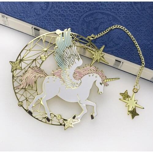 Unicorn Brass Pagination Mark Vintage Hollow Metal Bookmark Creative Gift Retro Art Presents School Office Decoration Supplies