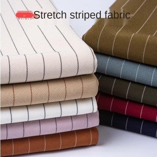 Elastic Striped Fabric Drooping Suit Pants Skirt Cloth Sewing Dress Stretch Polyester Spandex Anti-wrinkle Brocade Black Blue