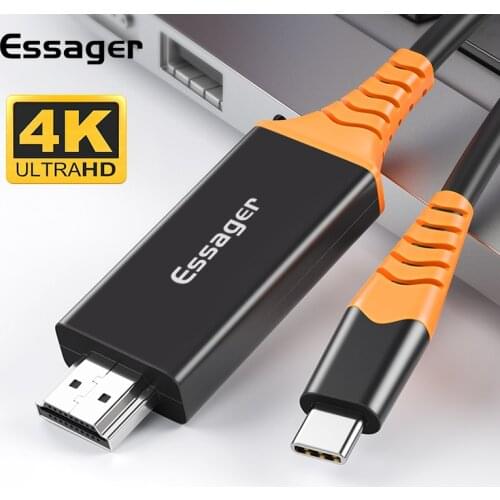 Essager USB C HDMI-compatible Cable 4K Type C to HDMI-compatible Male Extension Adapter Converter for MacBook Pro Samsung S10
