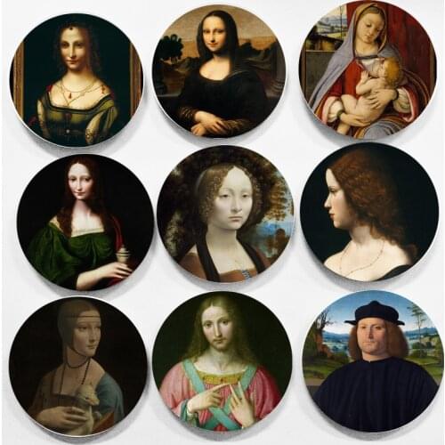 Renaissance Art Plate Da Vinci Oil Painting Wall Decorative Hanging Plate Ceramic Dish Wall Background Decoration Mona Lisa