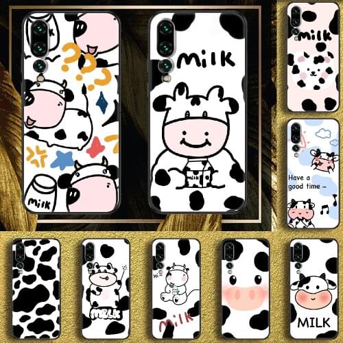 Cow White Black Phone case For Huawei P Mate P10 P20 P30 P40 10 20 Smart Z Pro Lite 2019 black silicone waterproof tpu coque