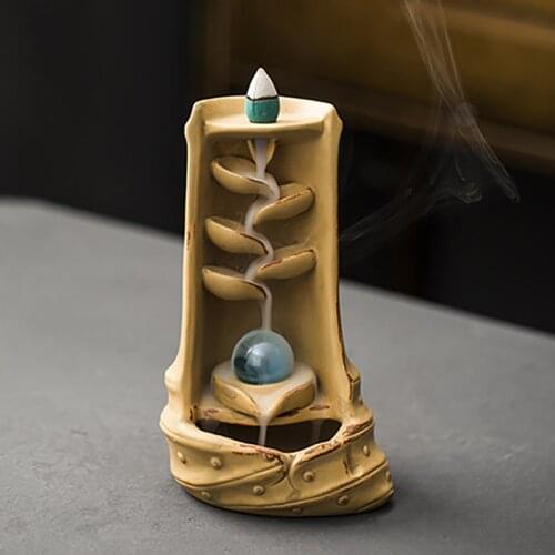 Backflow incense burner creative ornaments mountain flowing water ceramic home decor large bamboo transport