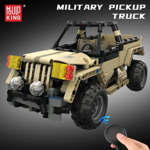 Remote Control Military Pickup Truck Building Blocks Model High-Tech Education Toy MOC Bricks Toys Children Gifts MOULD KING