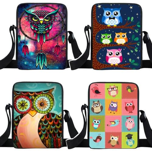 Cartoon Owl Mini Messenger Bag ladies Shoulder Bags Women Handbag Small Totes Canvas Crossbody Bags Gift