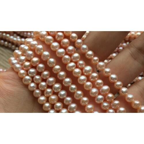 Genuine AAA Natural Pearl 6x7mm pink freshwater pearl loose beads DIY gift one strands Hole Approx 1mm