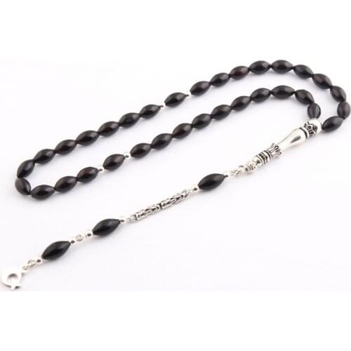 Natural Redish Kuka Seed 925 Silver Tassel 33 Beads For Prayer Tasbih Muslim Rosary Men Women Meditation Jewelry From Turkey