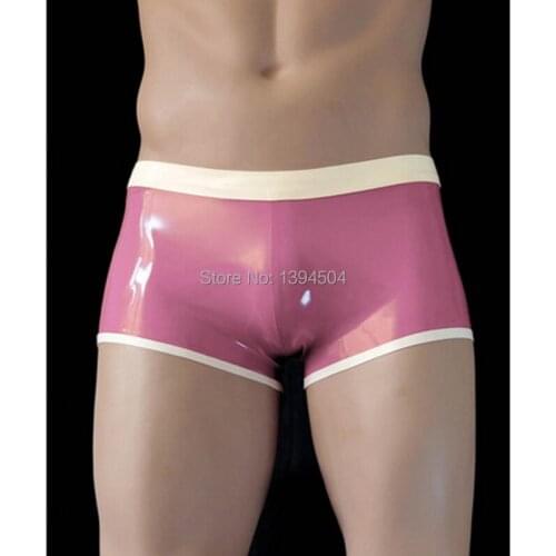 New Hot men male white spliced customize szie color handmade latex underwear tight zentai shorts pants lingerie