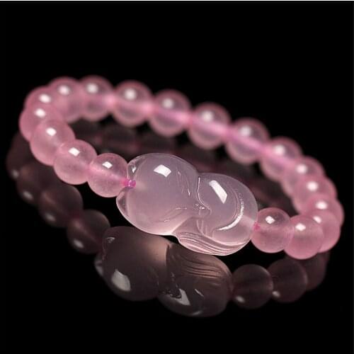 8mm Wholesale Natural Quartz Crystal Bracelets With Fox Bead Charm Stretch Bracelet