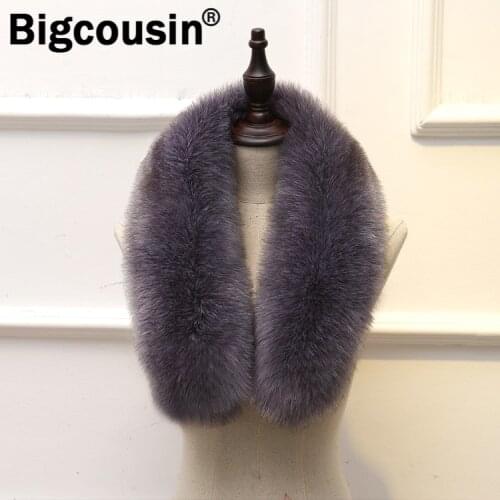 2021 Autumn Winter Faux Fox Fur Collar Women Men Jackets Hood Scarf Clothes Accessories Thicken Warm Wraps Shawls Collar 75cm