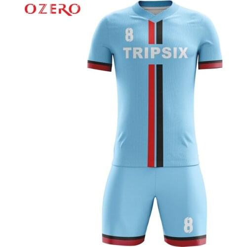 Sky blue color sublimation soccer jersey personalised sublimation football jersey wholesale price