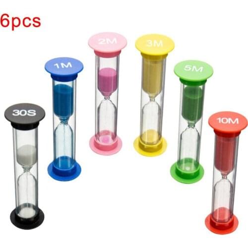 6 Pcs/Set Multicolor Sandglass Classroom Game Sand Clock Timer Hourglass Sandglass Kids Learning Toy
