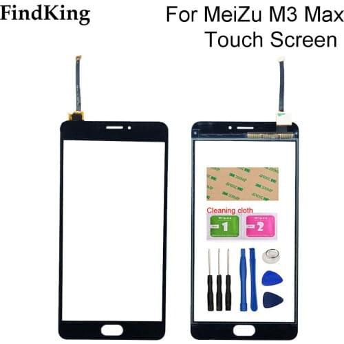 6.0 inch Phone Touch Screen For Meizu M3 Max Touch Screen Digitizer Touch Front Glass Panel Sensor Parts Tools 3M Glue Wipes