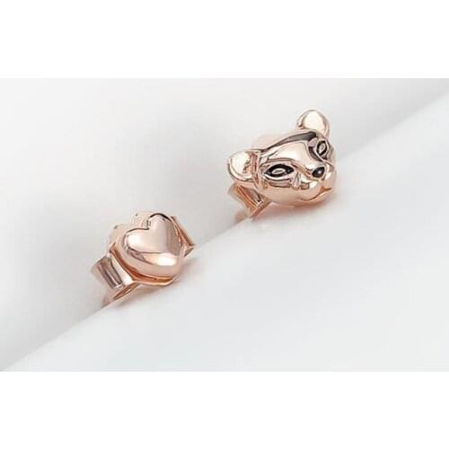 Authentic S925 Sterling Silver Pan Earrings Rose Gold Lion Love Earrings For Women Wedding Party Gift Fashion Jewelry