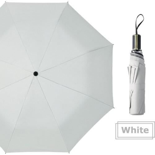 Three Folding Strong Windproof Rainproof Men Woman Umbrellas Female UV Protection Sunny Rainy Parasol White Ladies Umbrella