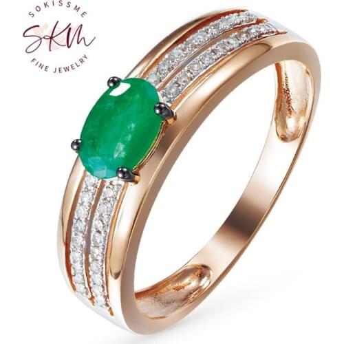 SKM Vintage emerald rings for women luuxry designer rings Engagement rings designer Promise Luxury Fine Jewelry
