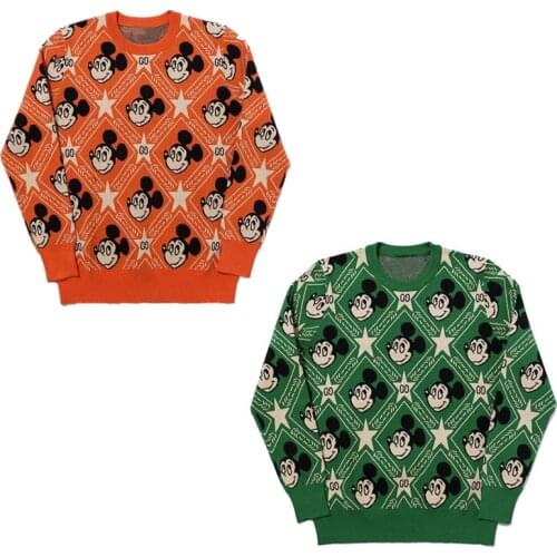 Disney Mickey Mouse Hoodies Sweatshirt Cartoon Knitted Long Sleeve O Neck Clothing Tops Spring Autumn Loose Couples Streetwear