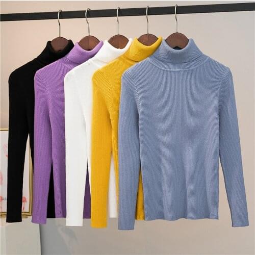 New fashion Spring autumn Women ladies Knitted Turtleneck stripe Sweater Casual Soft Jumper girl Slim Elasticity Pullovers