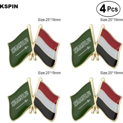 Saudi Arabia & Yeman Friendship Flag Pin Lapel Pin Badge Brooch Icons 4pcs