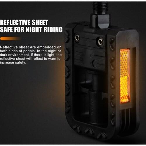 1 Pair Bike Pedals Folding Plastic Anti-Slip Bike Accessories Space Saving Sturdy and Durable Reflect Light Carbon Steel Shaft