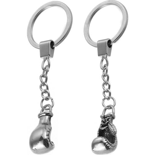 100pcs Fashion Metal Boxing Glove Key Chains Mini Glove Key Rings Key Holders WB1419