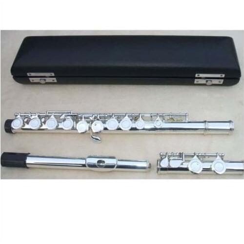 16 close hole obturator E key nickel plated flute,the surface of silver plated flute