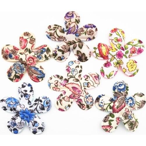 50Pcs/LOT 4CM Flower Padded Appliques For Childrens Crafts Headwear Accessories DIY Hair Clips Decoration Wholesale