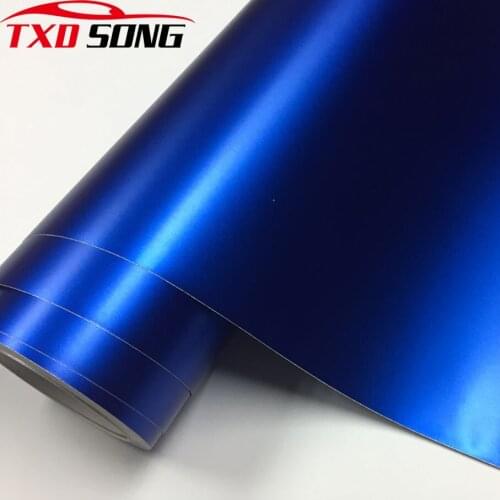 7 Sizes Chrome Metallic blue Vinyl Sticker Matte Chrome satin Car Wrapping Film For Motorcycle Car Body Decoration